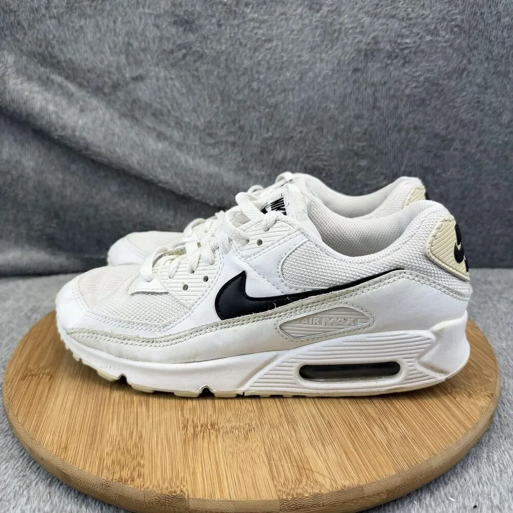 Nike Air Max 90 Shoes Womens Size 9 White Black Running Sneakers CQ2560-101